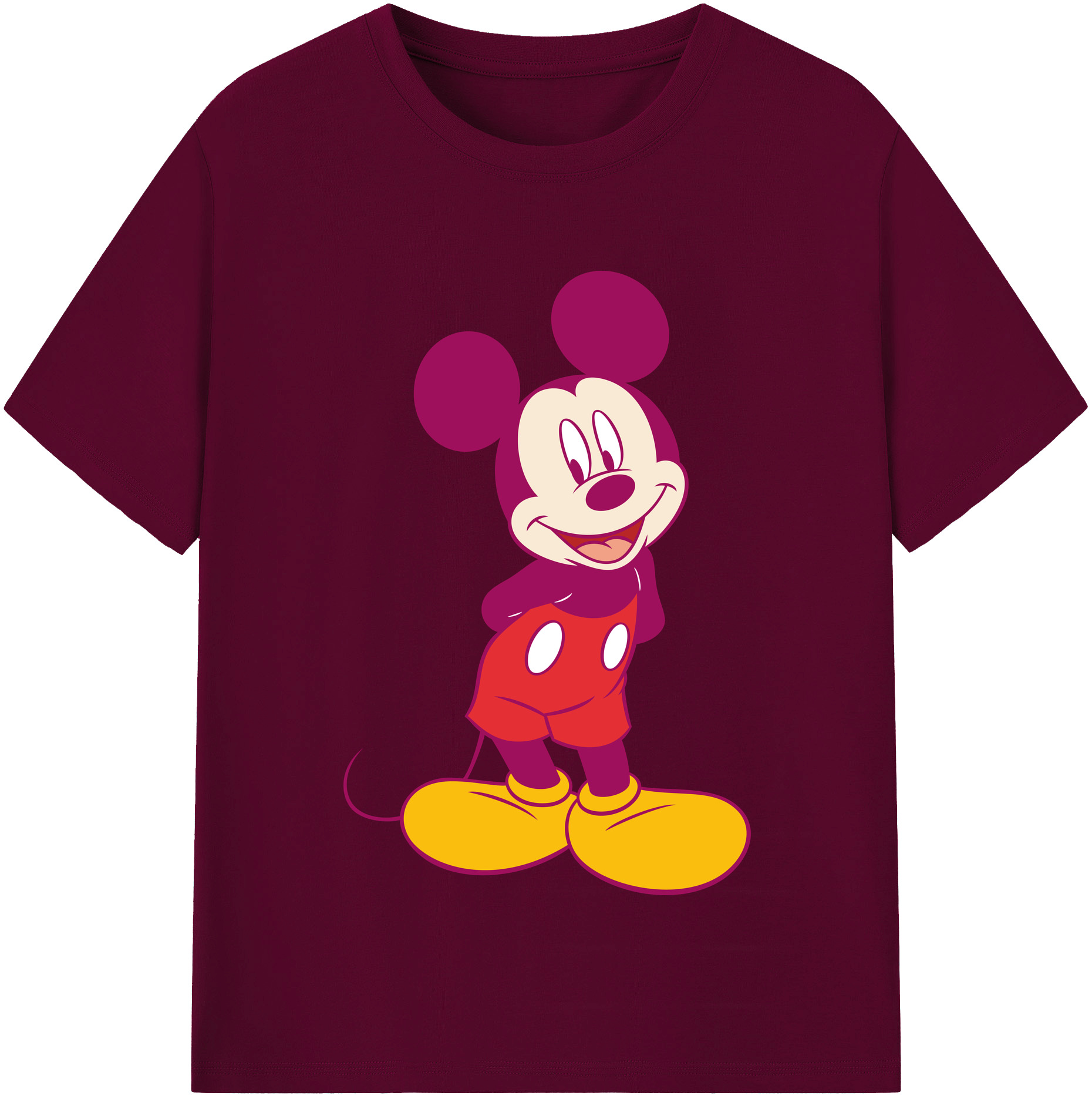 （画像用） ミッキーマウス Mickey Mouse レディースカジュアルプリントTシャツ（綿100％）